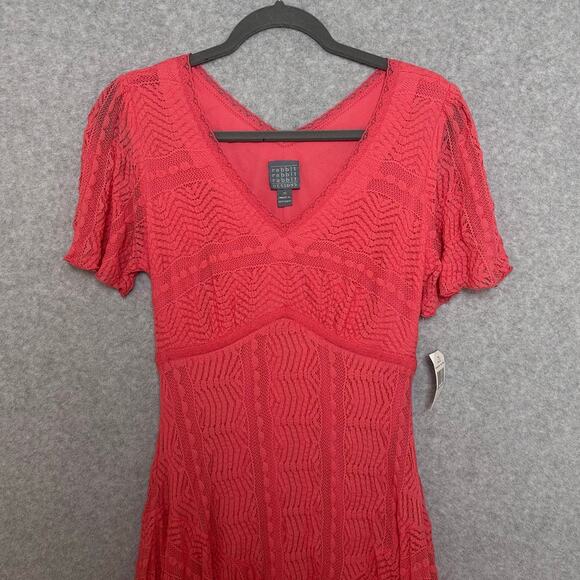 Rabbit Rabbit Rabbit Midi Dress Size 10 Coral Lace Overlay Romantic Babydoll NEW - Picture 5 of 14